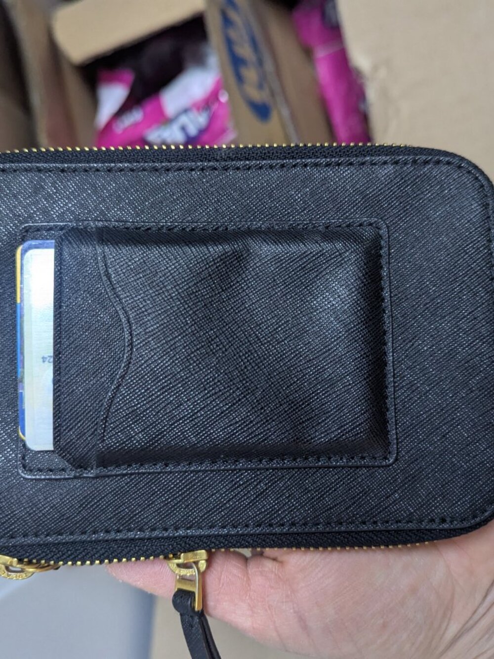TORY BURCH Crossbody Purse Phone Bag Black Gold Logo - Picture 3 of 3